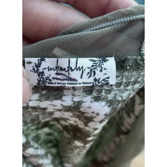 Free People Intimately Sz S Moss Green Nights Out Snakeskin Print Bodysuit - Picture 6 of 6